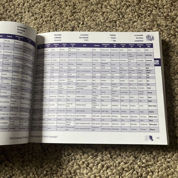 Easy Language 25 World Languages Book Multi-Lingual Dictionary Paperback - Picture 9 of 9